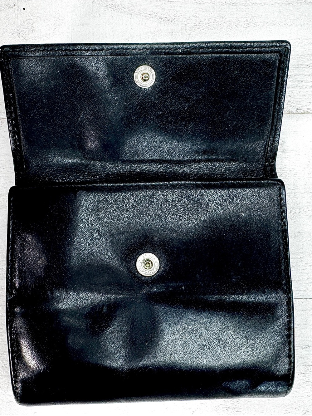 Vintage LOEWE Black Leather Compact Wallet Coin Purse Made in Spain - Picture 5 of 10